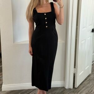 Karen Millen Black Maxi Dress with Button Detail